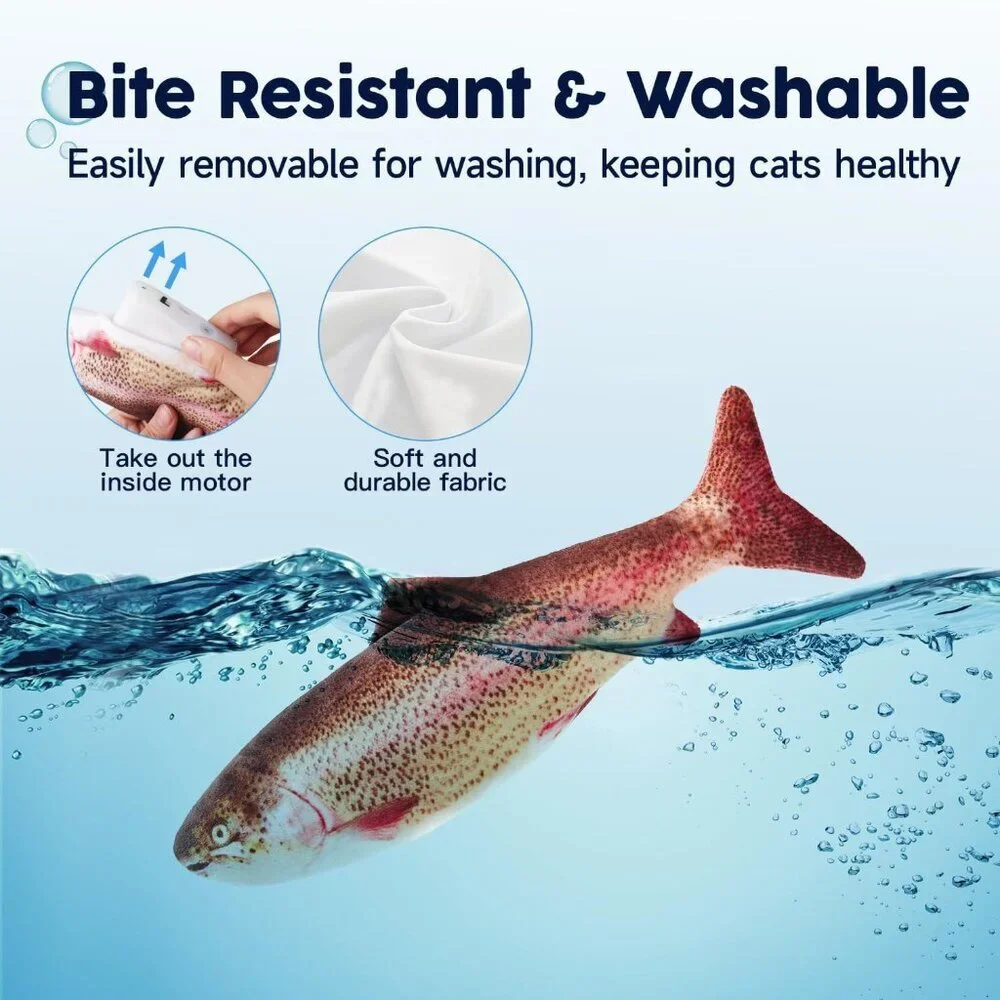 Potaroma Electric Flopping Fish Cat Toy Wiggle Trout Catnip Motion Pet Play NEW